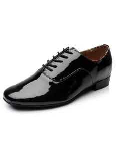 White Latin Dance Shoes Lace Up Glazed Shoes for Men #410102