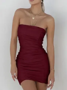 Sexy Bodycon Dress Strapless Party Dress Ruched Shaping Mini Dress #429701