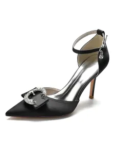 Women's Buckle Ankle Strap Stiletto Heel Bridal Pumps #933276