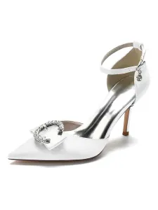 Women's Buckle Ankle Strap Stiletto Heel Bridal Pumps #933308