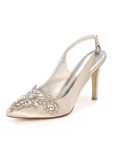 Women's Rhinestones Bridal Shoes Slingback Heels #454958