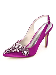 Women's Rhinestones Bridal Shoes Slingback Heels #454967