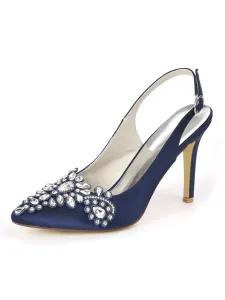 Women's Rhinestones Bridal Shoes Slingback Heels #454976