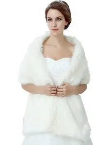 Faux Fur Shawl Wedding White Bridal Winter Cover Ups #419095