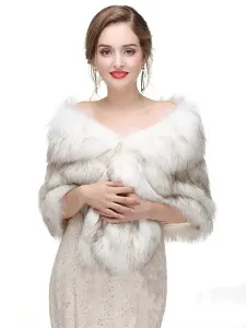 Faux Fur Wedding Wrap Bridal Shawl Winter Warm Cover Ups #441214