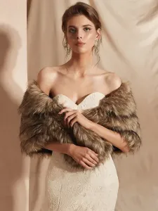 Faux Fur Wedding Wrap Bridal Shawl Winter Warm Cover Ups #441217