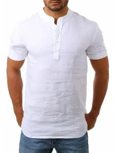 Casual Shirt For Men Jewel Neck Casual Light Apricot Men's Shirts #484128