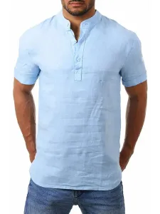 Casual Shirt For Men Jewel Neck Casual Light Apricot Men's Shirts #484130