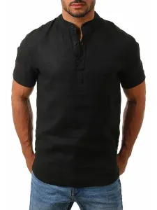 Casual Shirt For Men Jewel Neck Casual Light Apricot Men's Shirts #484131