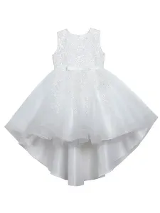Flower Girl Dresses Jewel Neck Lace Sleeveless Knee-Length A-Line Bows Red Kids Social Party Dresses #493378