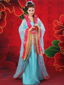 Chinese Costume Female Traditional Rose Chiffon Women Hanfu Dress Ancient Tang Dynasty Clothing 3 Pieces #422388