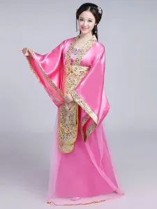 Chinese Costume Traditional Female Red Satin Women Hanfu Dress Ancient Tang Dynasty Clothing 3 Pieces #422400