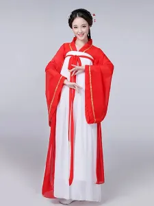 Chinese Traditional Costume Female Red Chiffon Women Hanfu Dress Ancient Tang Dynasty Clothing 3 Pieces #422391