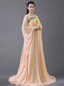 Traditional Chinese Costume Female Peach Chiffon Women Hanfu Dress Ancient Tang Dynasty Clothing 2 Pieces #422420
