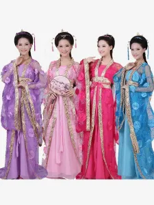 Traditional Chinese Costume Female Tulle Hanfu Dress Ancient Tang Dynasty Clothing 3 Pieces #422422