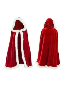 Women Christmas Red Cloak Polyester Christmas Vintage Holidays Costumes #536913