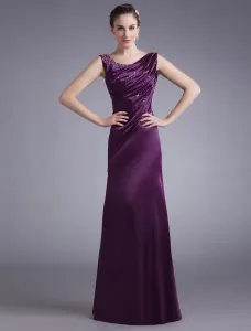 Lavender Evening Dress Satin Sleeveless Beading Mother 'S Dress Ruched Floor Length Long Prom Dress #402732