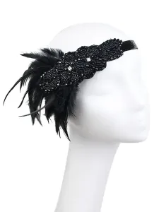 Flapper Headband 1920s Fashion Costume The Great Gatsby Feather Champagne Headpieces Women Vintage Costume Accessories Halloween #422806