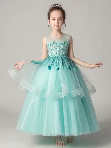 Flower Girl Dresses Jewel Neck Sleeveless Bows Kids Party Dresses #446807