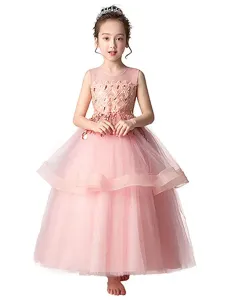 Flower Girl Dresses Jewel Neck Sleeveless Bows Kids Party Dresses #446813