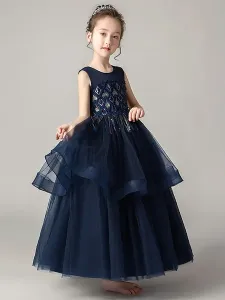 Flower Girl Dresses Jewel Neck Sleeveless Bows Kids Party Dresses #446819