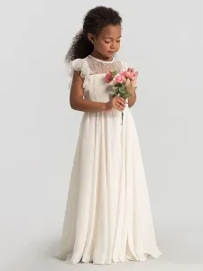Flower Girl Dresses Jewel Neck Sleeveless Pleated Formal Kids Pageant Dresses #447788