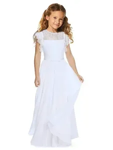 Flower Girl Dresses Jewel Neck Sleeveless Pleated Formal Kids Pageant Dresses #447789