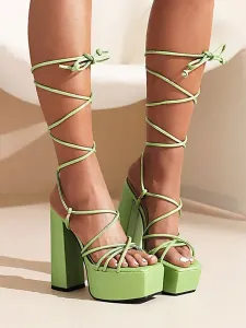 Women's Heel Sandals Square Toe Sandals PlatformÂ Chunky Heel Prom Shoes #942223