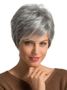 Human Hair Wigs Grey Tousled Short Hair Wigs For Women