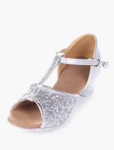 Glitter Ballroom Dance Shoes 2023 Open Toe Soft Sole Latin Dancing Shoes For Kids
