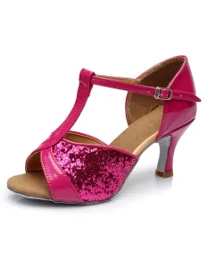 Latin Dance Shoes Glitter Open Toe T Type Dancing Shoes Gold Ballroom Shoes #414718