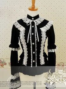 Gothic Buttons Lace Pure Cotton Lolita Dress #403649