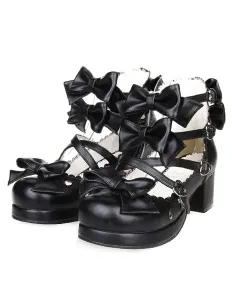 Bows Decor Buckled Lolita Shoes #404894