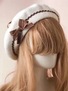 Sweet Lolita Hat Bow Pom Pom Wool Lolita Beret #425770