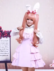 Classic Pink Chiffon Ruffles Button Lolita Dress #402521