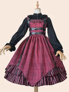 Gothic Lolita JSK Dress Infanta Deep Blue Sleeveless Lace Daily Casual Lolita Jumper Skirts #478077