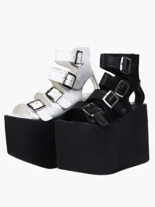 Lolita Sandals High Platform Shoes Leather with Buckles