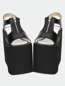 Matte Black/White Lolita Sandals High Platform Zipper Designed #411468