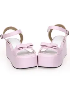 Sweet Lolita Sandals High Platform Ankle Strap Buckle Bow #403942