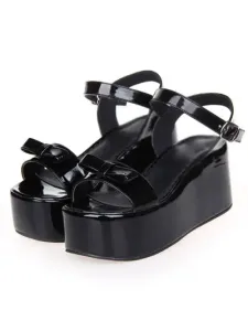 Sweet Lolita Sandals High Platform Ankle Strap Buckle Bow #403956