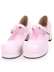 Sweet Chunky Heels Lolita Shoes Square Heels Platform Round Toe Strap #403019