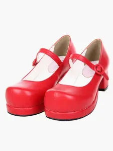 Sweet Chunky Heels Lolita Shoes Square Heels Platform Round Toe Strap #403020