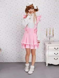 Pink Cotton Multi Layer Lolita Skirt #407113