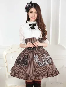Sweet Lolita Skirt Black And White Gear Steampunk SK Lolita Skirt #405167