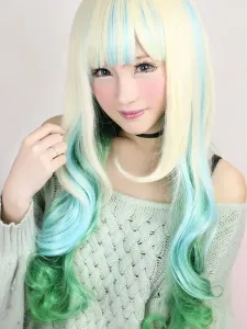 Multi Color Rayon Long Straight Lolita Wig