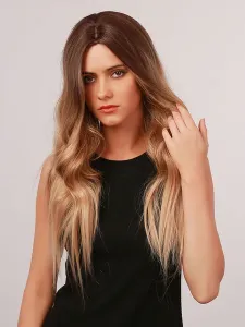 Long Wig For Woman Ombre Curly Heat Resistant Fiber Tousled Long Synthetic Wigs #509588