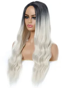 Women Long Wig Silver Curly Heat-Resistant Fiber Chic Tousled Long Synthetic Wigs #483802