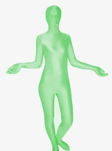 Halloween Unisex Light Green Lycra Spandex Zentai Suit #402689