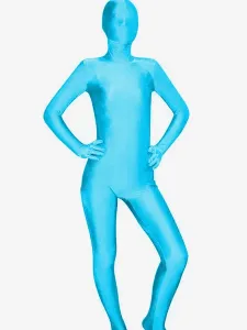 Halloween Unisex Light Sky Blue Spandex Zentai Suit #407262