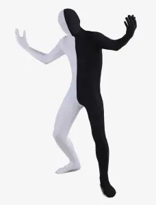 Morph Suit Black and White Two Tone Lycra Spandex Zentai Suit Unisex Full Body Suit #410041
